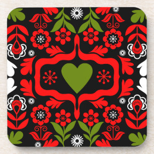 Dessous-de-verre Art folklorique de fleurs abstraites boho