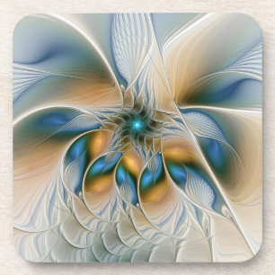 Dessous-de-verre Art fractal abstrait et aérien avec du bleu