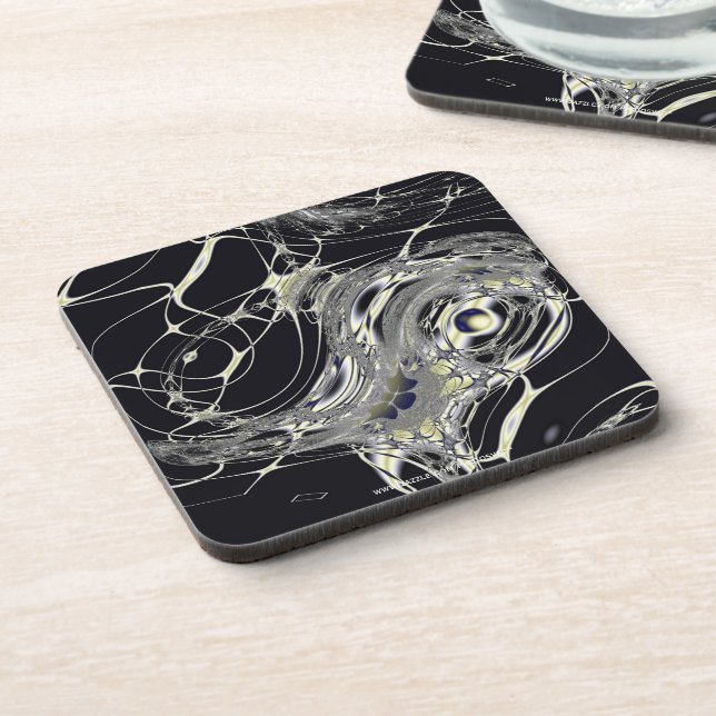 Dessous-de-verre Art fractal abstrait Toile d'Or (Côté gauche)