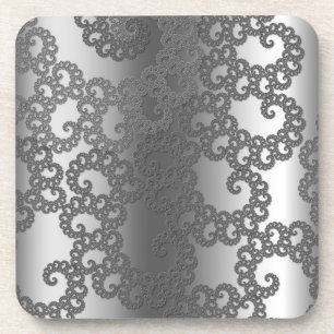 Dessous-de-verre Art Fractal Argent