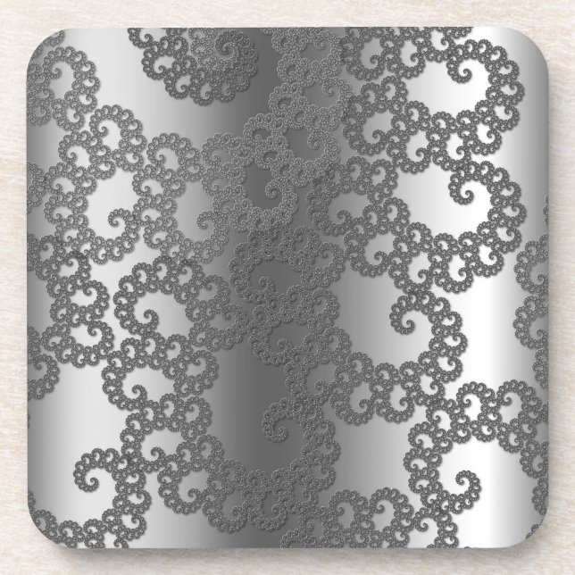 Dessous-de-verre Art Fractal Argent (Devant)