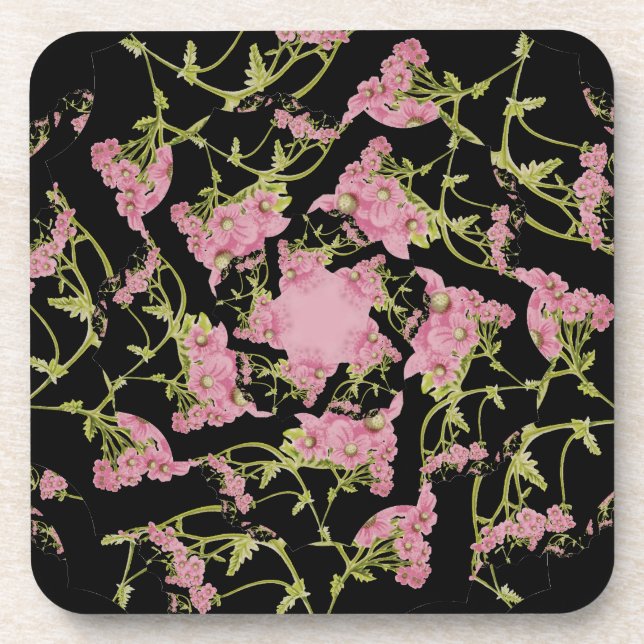 Dessous-de-verre Art fractal d'Achille rose et noir (Devant)