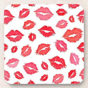 Dessous-de-verre Art Motif à lèvres rouge et rose