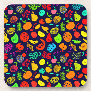 Dessous-de-verre Art Motif de fruits de néon coloré