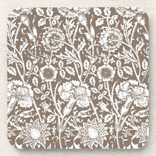 Dessous-de-verre Art Nouveau Carnation Damask, Taupe et blanc