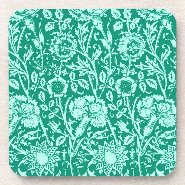 Dessous-de-verre Art Nouveau Carnation Damask, Turquoise (Devant)