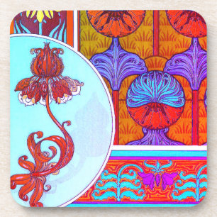 Dessous-de-verre Art nouveau floral vintage fleurs victorien