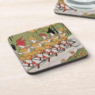 Dessous-de-verre Art Nouveau vintage, Allongements Tandem Vélo