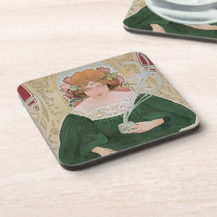 Dessous-de-verre Art Nouveau vintage Helm Cacao par Privat Livemont