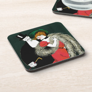 Dessous-de-verre Art Nouveau vintage, mode italienne amour romance