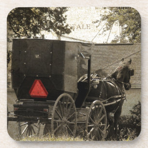 Dessous-de-verre Art numérique de carte postale Amish Horse et Bugg