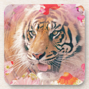 Dessous-de-verre Art numérique de tigre floral