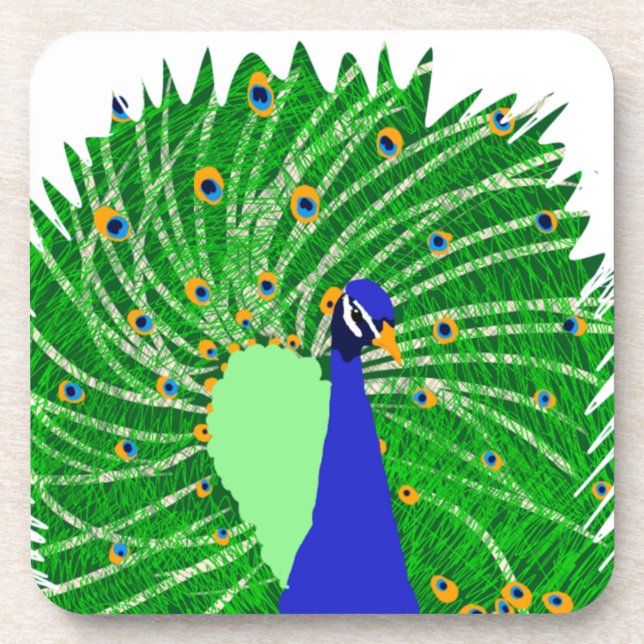 Dessous-de-verre Art original de Peacock par Sophie age Ten (Devant)