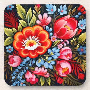 Dessous-de-verre Art populaire traditionnel ukrainien de Petrikivka