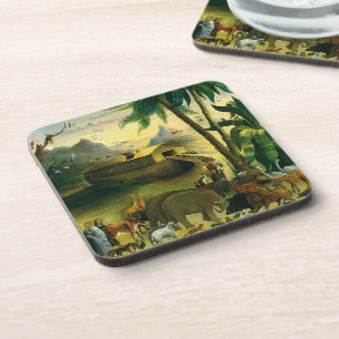Dessous-de-verre Art populaire victorien vintage, l'Arche de Noé pa