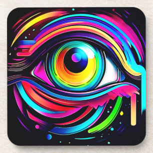 Dessous-de-verre Art Psychédélique Vibrant de l'Œil