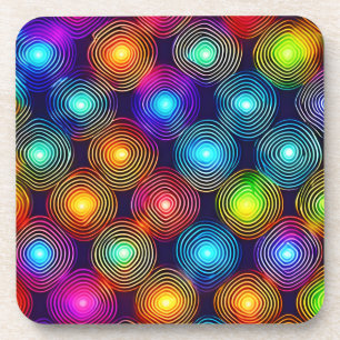 Dessous-de-verre Art Spiral Abstrait Multicolore Vibrant