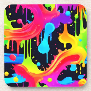 Dessous-de-verre Art Splash de Couleur Néon Vibrant