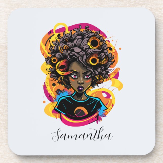 Dessous-de-verre Artiste Afro femme (Devant)
