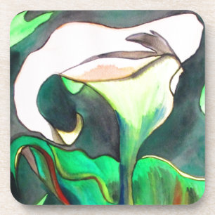 Dessous-de-verre Arum Lily watercolor original art painting