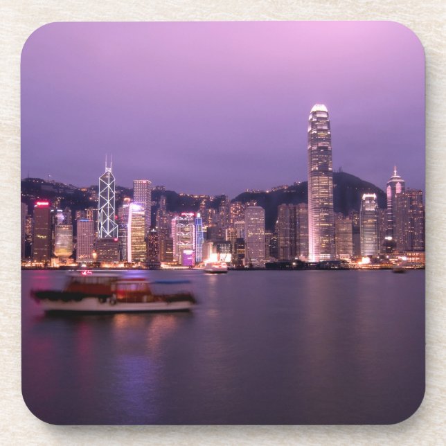 Dessous-de-verre Asie, Chine, Hong Kong, horizon urbain et (Devant)