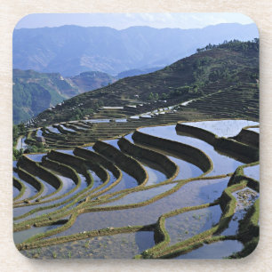 Dessous-de-verre Asie, Chine, Yunnan, Yuanyang. Accidenté