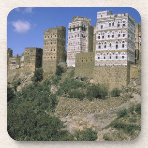 Dessous-de-verre Asie, Yémen, Al Hajjara. Bâtiments et seulement