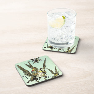 Dessous-de-verre Assistant vintage d'Oz, singes volants avec Doroth