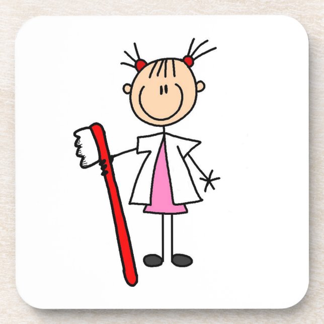 Dessous-de-verre Assistante Dentaire Avec Brosse à Dents (Devant)