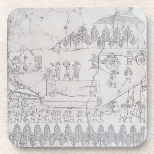 Dessous-de-verre Assyriens déplaçant un Taureau à ailes sur un