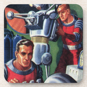 Dessous-de-verre Astronautes de la science-fiction vintage réparant
