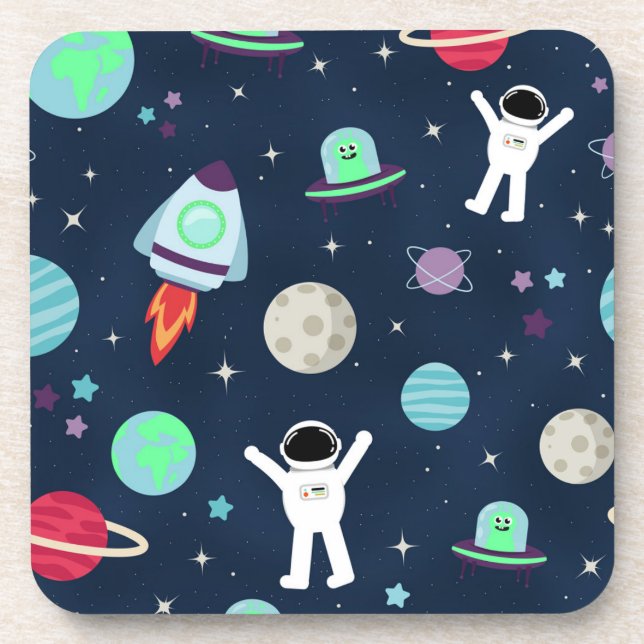 Dessous-de-verre Astronautes Planètes Fusées et Aliens (Devant)