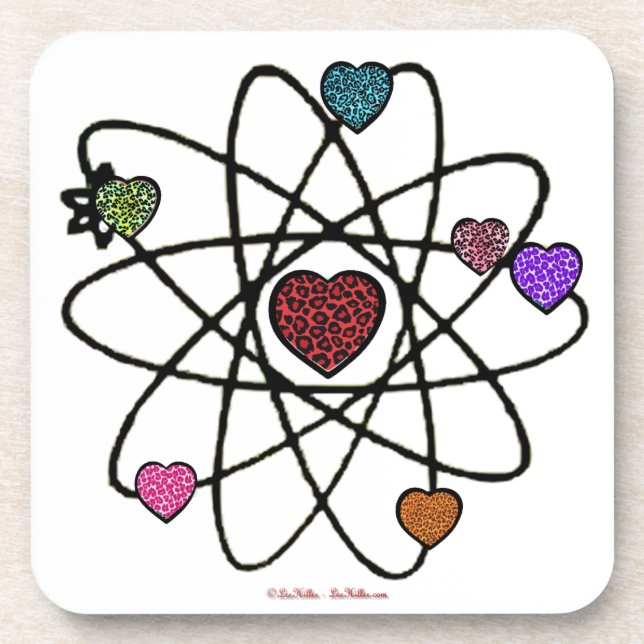 Dessous-de-verre Atomic Saint-Valentin Cœurs Imprimés Léopard (Devant)