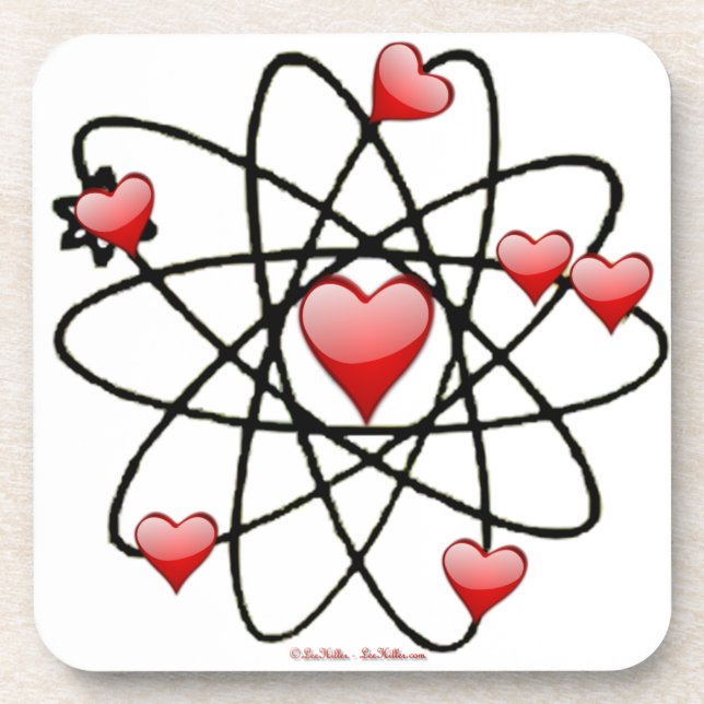 Dessous-de-verre Atomic Saint-Valentin Cœurs Rouges (Devant)