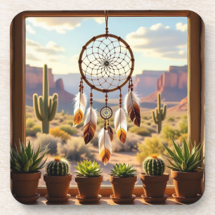 Dessous-de-verre Attrape-rêves, canyons du désert, cactus