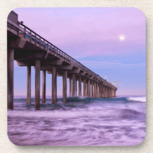 Dessous-de-verre Aube violette sur la jetée, Californie