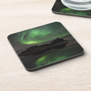 Dessous-de-verre Aurores boréales Plage de Vestrahorn Hofn, Islan