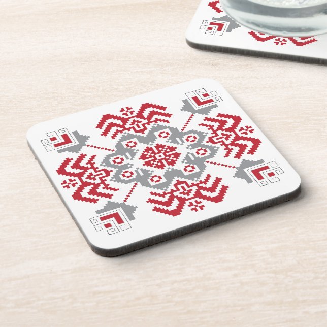 Dessous-de-verre Auseklis letton Médaillon géométrique d'art popula (Côté gauche)