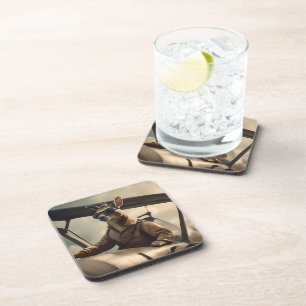 Dessous-de-verre Aussie Kangaroo Avion Pilote,