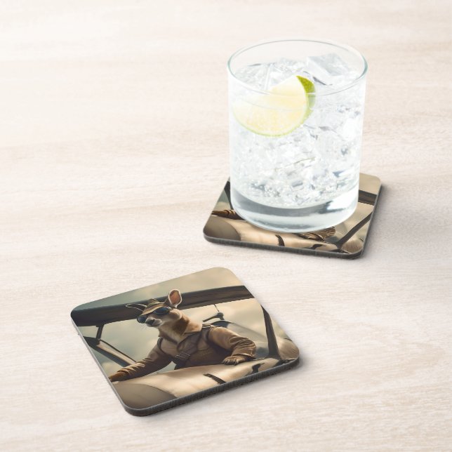 Dessous-de-verre Aussie Kangaroo Avion Pilote, (Côté Droit)