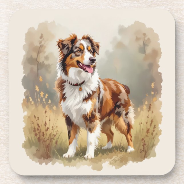Dessous-de-verre Australian Shepherd Dog Red Merle Aussie (Devant)