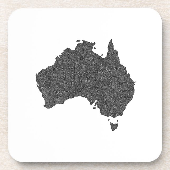 Dessous-de-verre Australie Carte Design avec des frontières cachées (Devant)