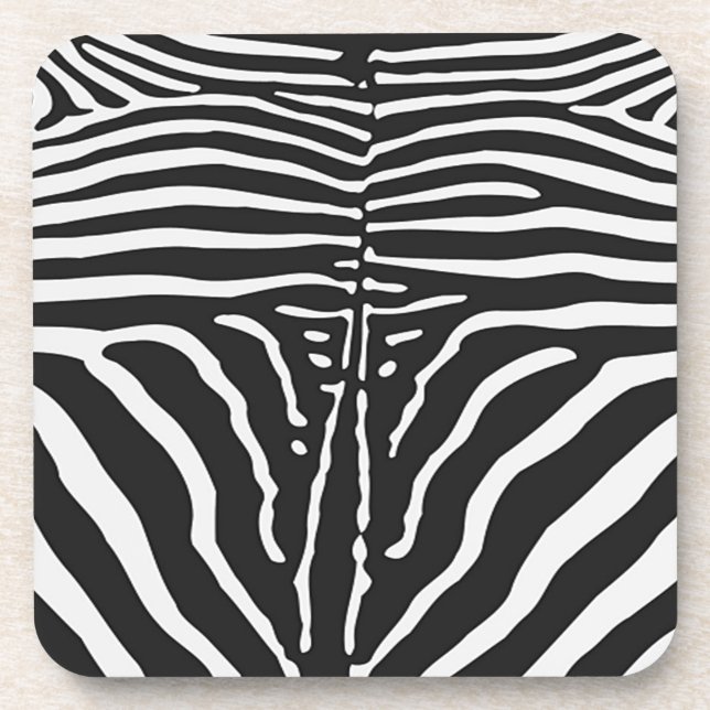 Dessous-de-verre Authentic Zebra Skin Print - noir blanc strié (Devant)