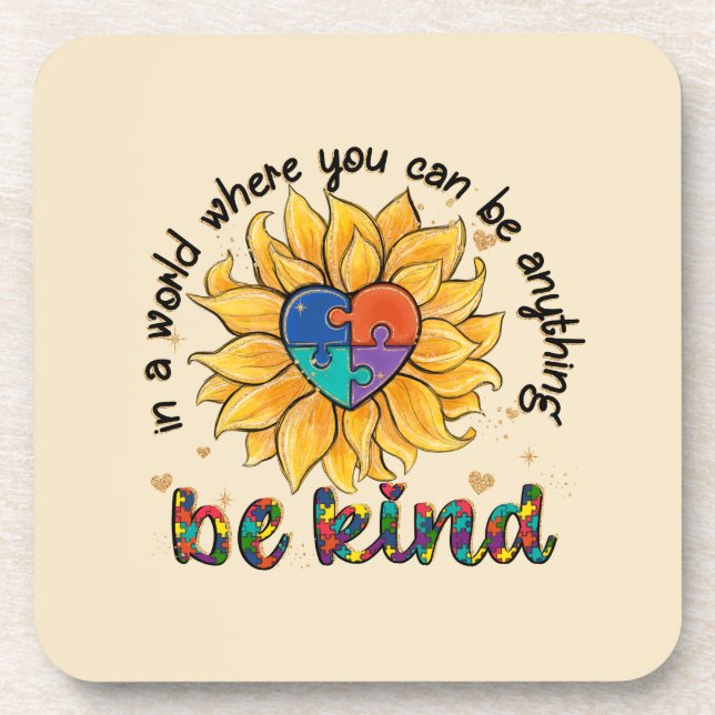 Dessous-de-verre Autism Sunflower Be Kind (Devant)