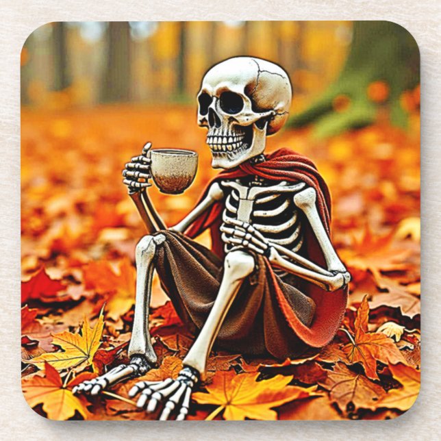 Dessous-de-verre Automne Skeleton Café Break Design (Devant)