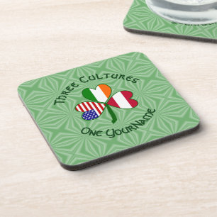 Dessous-de-verre Autriche Irlande Drapeaux USA Trèfle Votre Nom