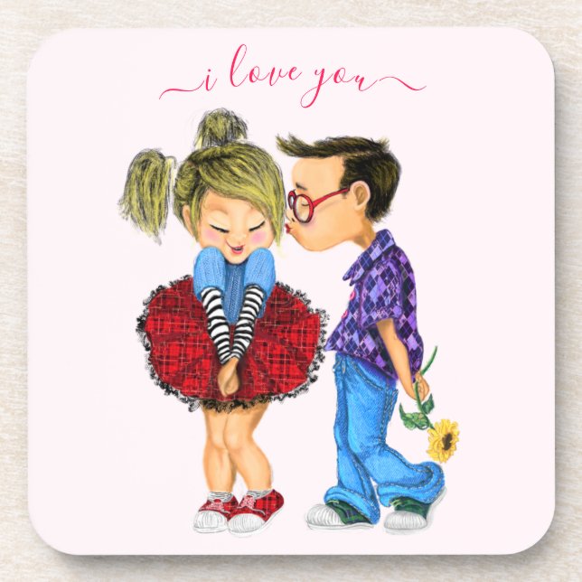 Dessous de verre avec couple romantique - Amour (Devant)