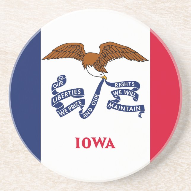 Dessous de verre avec Drapeau de l'Iowa, USA (Devant)