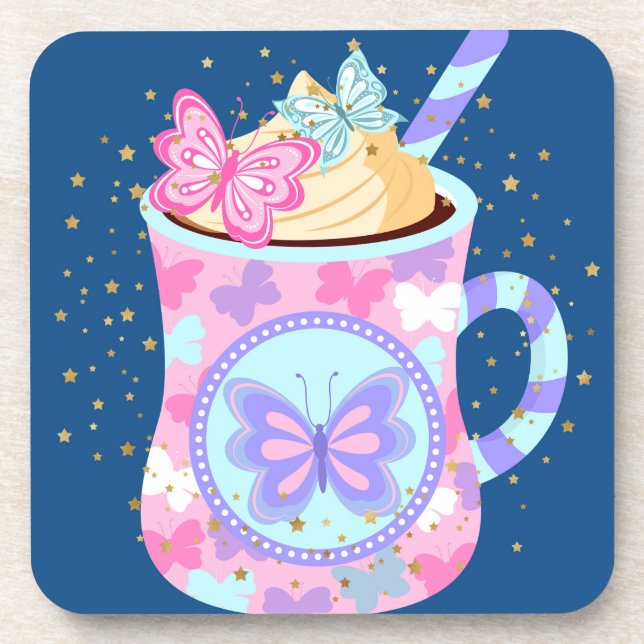 Dessous de verre avec Jolie Mug & Papillons (Devant)