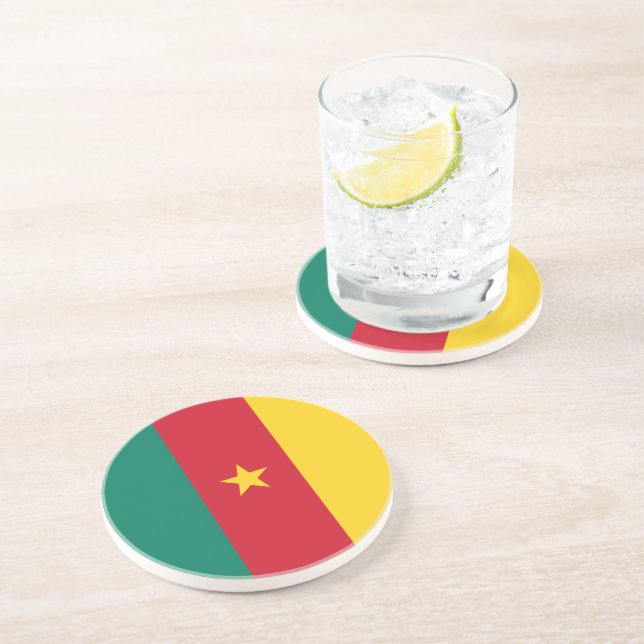 Dessous de verre avec le drapeau du Cameroun (Côté)
